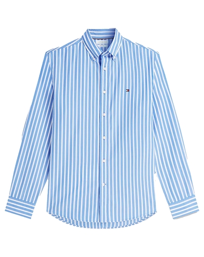 Tommy Hilfiger - Flex Poplin Hemd - Blue Spell/Stripe